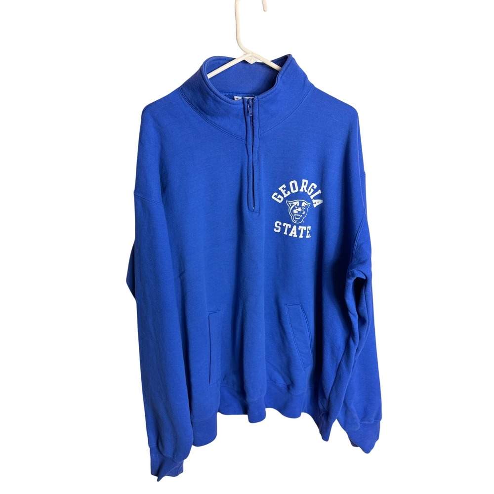 Champion Quarter Zip Sweatshirt 2XL Blue Georgia State University GSU Mock Neck